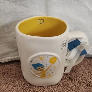 Rae Dunn White Ceramic 'Joy' Mug with Yellow Interior
